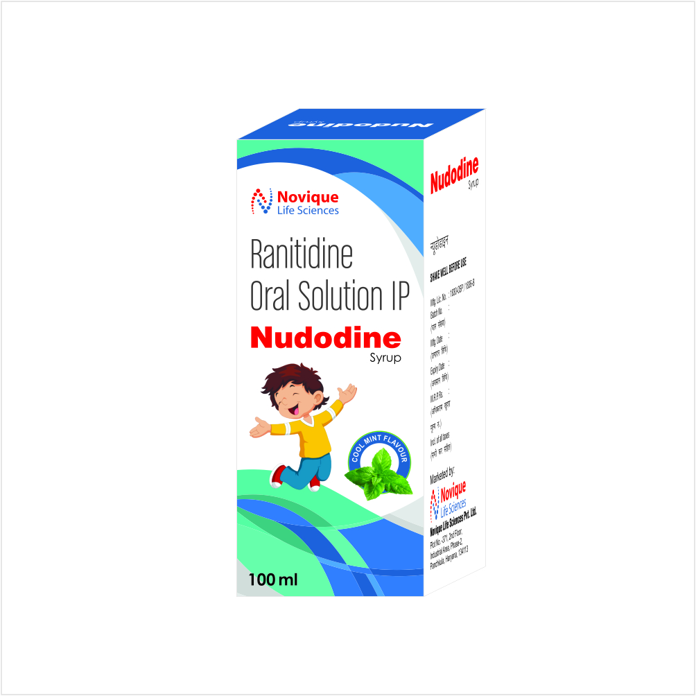 Ranitidine 75mg Syrup bottle with measuring syringe for accurate dosing
